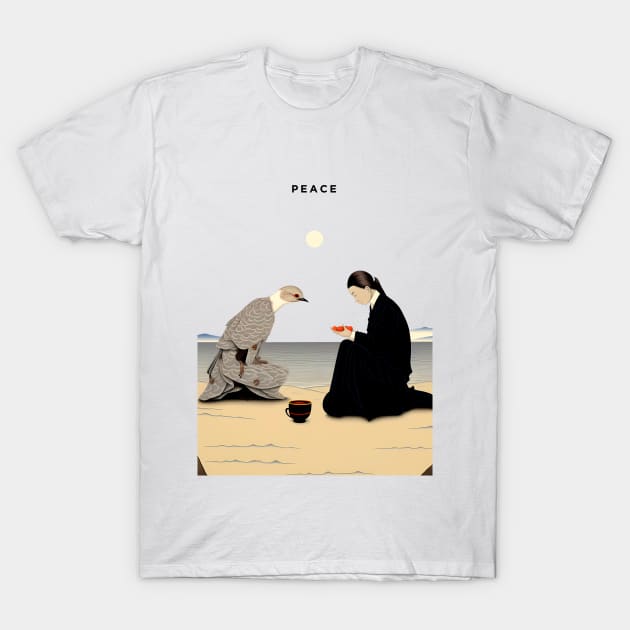 Peace: Can't We All Just Get Along on a light (Knocked Out) background T-Shirt by Puff Sumo